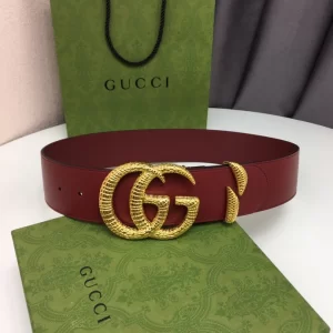 Gucci Double G Buckle Leather Belt Red 50MM 