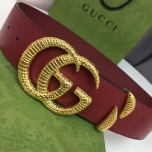 Replica Womens Belts Gucci Double G Buckle Leather Belt in Red 50MM A175PP240 AA175180