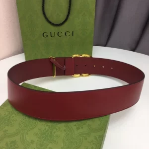 Replica Womens Belts Gucci Double G Buckle Leather Belt in Red 50MM A175PP240 AA175180
