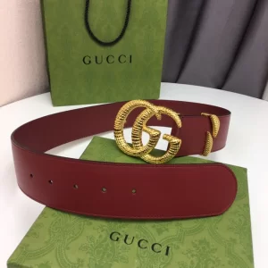 Replica Womens Belts Gucci Double G Buckle Leather Belt in Red 50MM A175PP240 AA175180