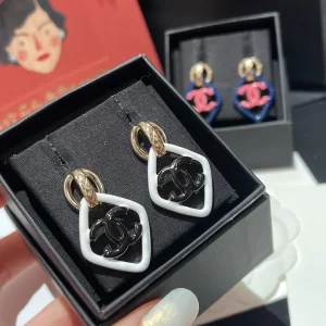 Replica Womens Jewelry Chanel Earring Chanel Black CC Logo Earrings A152PP120 AA175164