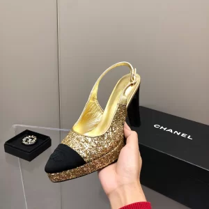 Chanel Sequin Slingback Pump Gold 