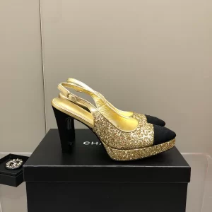 Replica Womens Shoes Chanel Sequin Slingback Pump in Gold 35 To 41 A151PP480 AA178618