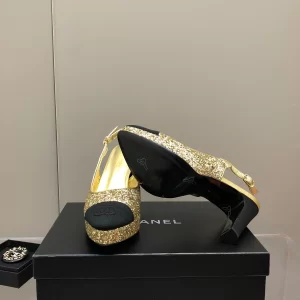 Replica Womens Shoes Chanel Sequin Slingback Pump in Gold 35 To 41 A151PP480 AA178618