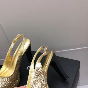 Replica Womens Shoes Chanel Sequin Slingback Pump in Gold 35 To 41 A151PP480 AA178618