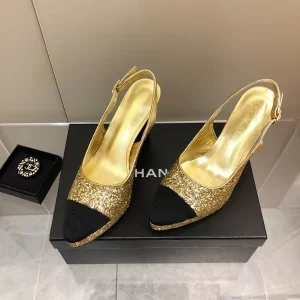 Replica Womens Shoes Chanel Sequin Slingback Pump in Gold 35 To 41 A151PP480 AA178618