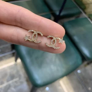 Chanel Crystals CC Star Earrings 