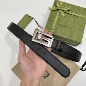Replica Mens Belts Gucci Square G Buckle Belt in Black Leather 35MM A175PP240 AA179431