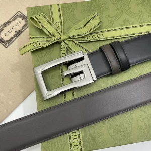Replica Mens Belts Gucci Square G Buckle Belt in Black Leather 35MM A175PP240 AA179431