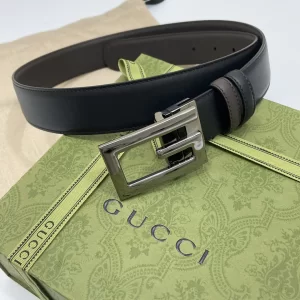 Replica Mens Belts Gucci Square G Buckle Belt in Black Leather 35MM A175PP240 AA179431