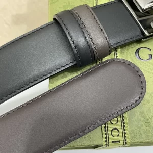 Replica Mens Belts Gucci Square G Buckle Belt in Black Leather 35MM A175PP240 AA179431
