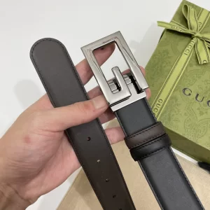 Replica Mens Belts Gucci Square G Buckle Belt in Black Leather 35MM A175PP240 AA179431