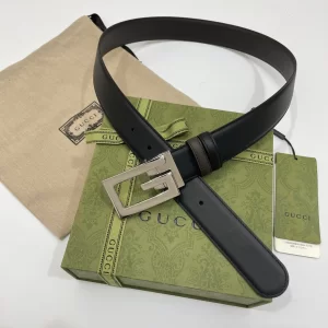 Replica Mens Belts Gucci Square G Buckle Belt in Black Leather 35MM A175PP240 AA179432