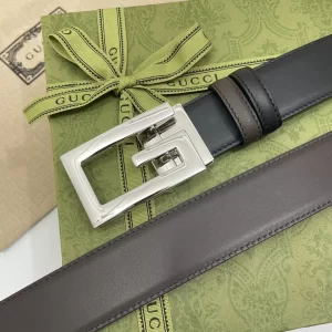 Replica Mens Belts Gucci Square G Buckle Belt in Black Leather 35MM A175PP240 AA179432