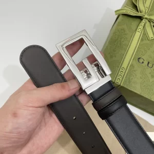 Replica Mens Belts Gucci Square G Buckle Belt in Black Leather 35MM A175PP240 AA179432