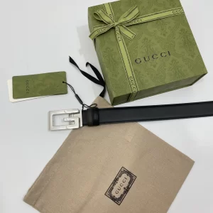 Replica Mens Belts Gucci Square G Buckle Belt in Black Leather 35MM A175PP240 AA179432