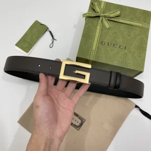 Gucci Square G Buckle Belt Black Leather 35MM 