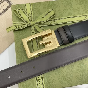 Replica Mens Belts Gucci Square G Buckle Belt in Black Leather 35MM A175PP240 AA179433