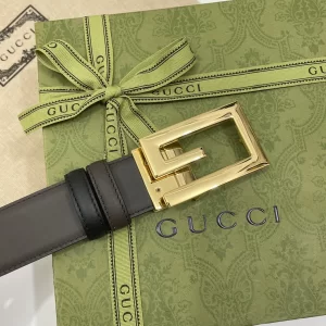 Replica Mens Belts Gucci Square G Buckle Belt in Black Leather 35MM A175PP240 AA179433