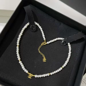 Replica Womens Jewelry Chanel VIP Gold CC Logo Pearls Necklace A62PP280 AA179291