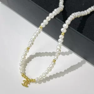 Replica Womens Jewelry Chanel VIP Gold CC Logo Pearls Necklace A62PP280 AA179291