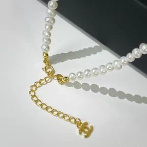 Replica Womens Jewelry Chanel VIP Gold CC Logo Pearls Necklace A62PP280 AA179291