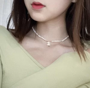 Replica Womens Jewelry Chanel VIP Gold CC Logo Pearls Necklace A62PP280 AA179291