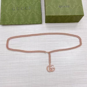 Gucci GG Marmont Chain Belt Rose Beige 