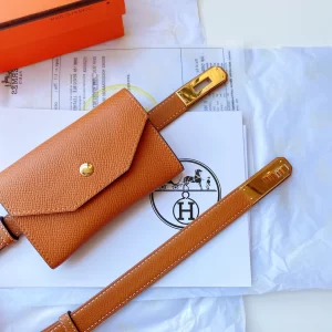 Replica Womens Belts Hermes Kelly Pocket 18 Leather Belt in Brown A175PP380 AA180111