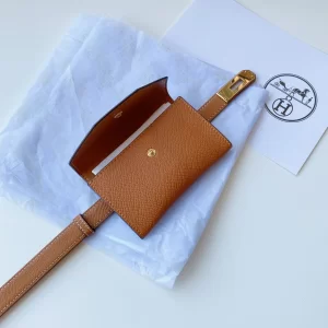 Replica Womens Belts Hermes Kelly Pocket 18 Leather Belt in Brown A175PP380 AA180111