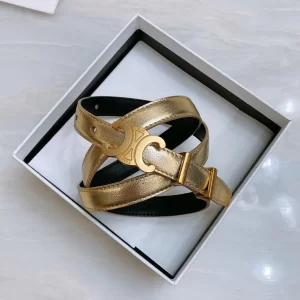 Celine Medium Triomphe Belt Gold Calfskin 18MM 