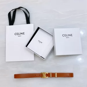 Celine Medium Triomphe Belt Tan Calfskin 18MM 