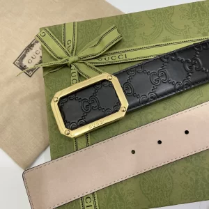 Replica Mens Belts Gucci GG Signature Leather Belt in Black 40MM A175PP240 AA182167