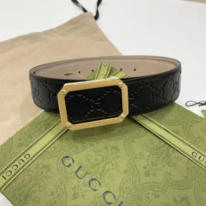 Replica Mens Belts Gucci GG Signature Leather Belt in Black 40MM A175PP240 AA182167