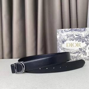 Replica Womens Belts Dior 2022 D Buckle Black Leather Belt 35MM A175PP240 AA183059