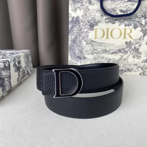 Replica Womens Belts Dior 2022 D Buckle Black Leather Belt 35MM A175PP240 AA183059