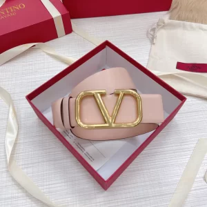 Replica Womens Belts Valentino Vlogo Leather Belt in Pink 40MM A175PP240 AA183359