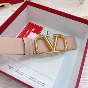 Replica Womens Belts Valentino Vlogo Leather Belt in Pink 40MM A175PP240 AA183359