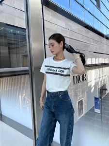 Replica Womens Clothing Dior 2022 White Cotton Jersey T Shirt SML A29PP380 AA184035