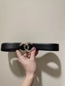 Chanel CC Logo Black Leather Belt 30MM 