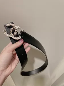 Replica Womens Belts Chanel CC Logo Black Leather Belt 30MM A175PP240 AA184635