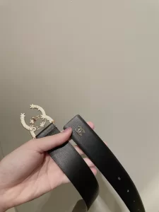 Replica Womens Belts Chanel CC Logo Black Leather Belt 30MM A175PP240 AA184635