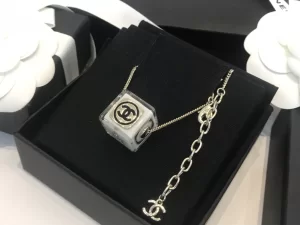 Chanel Dice Pendant Necklace White 