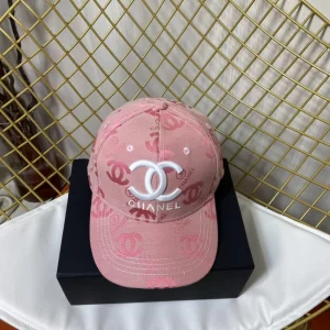 Replica Womens Hats Prada Pink CC Logo Cotton Baseball Cap Hat A190PP180 AA187394