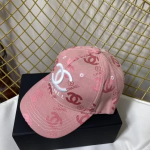 Replica Womens Hats Prada Pink CC Logo Cotton Baseball Cap Hat A190PP180 AA187394