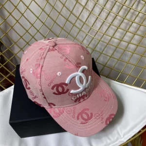 Replica Womens Hats Prada Pink CC Logo Cotton Baseball Cap Hat A190PP180 AA187394