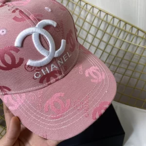 Replica Womens Hats Prada Pink CC Logo Cotton Baseball Cap Hat A190PP180 AA187394