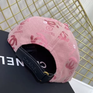 Replica Womens Hats Prada Pink CC Logo Cotton Baseball Cap Hat A190PP180 AA187394