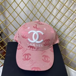 Replica Womens Hats Prada Pink CC Logo Cotton Baseball Cap Hat A190PP180 AA187394