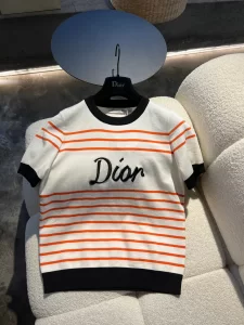Dior Stripes White Red Sweaters Tops Black 